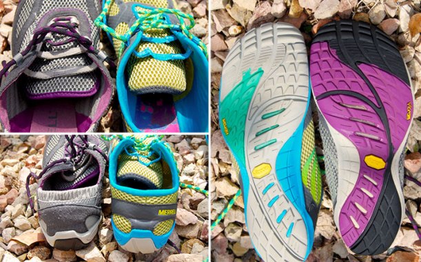 The purple and gray shoe in this comparison is the Wide-Width Pace Glove that I reviewed last year.